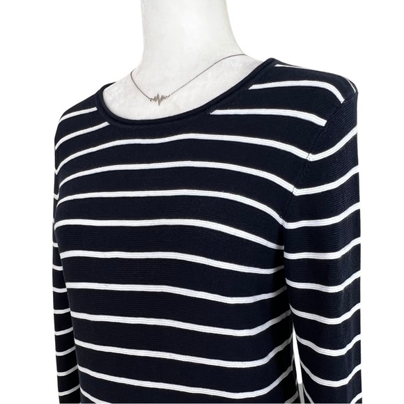 H&M Striped Crewneck Knit Sweater Navy Blue White Small S - Picture 4 of 12